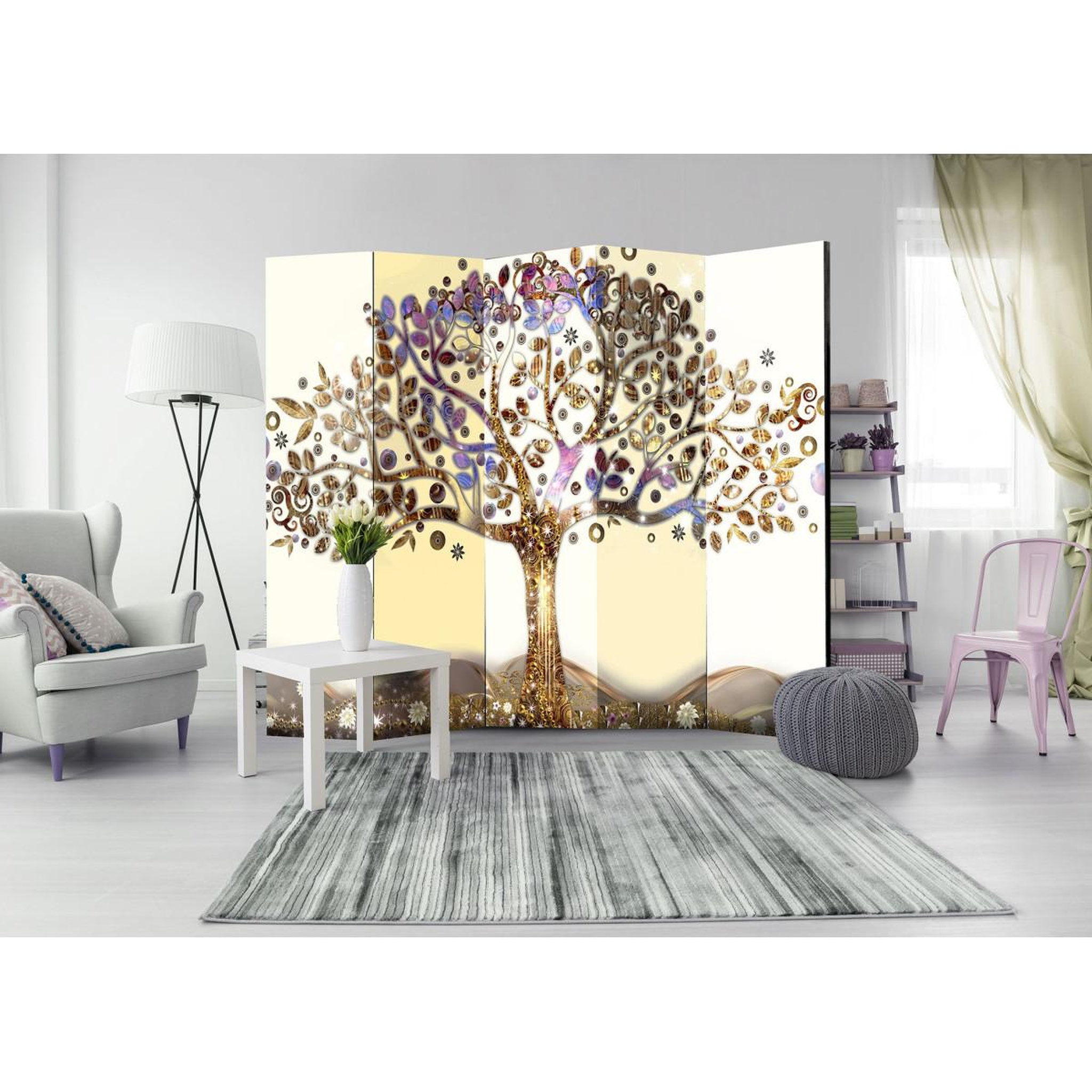 Voir la diapositive 2 : Paris Prix Paravent 5 volets  golden tree  172x225cm