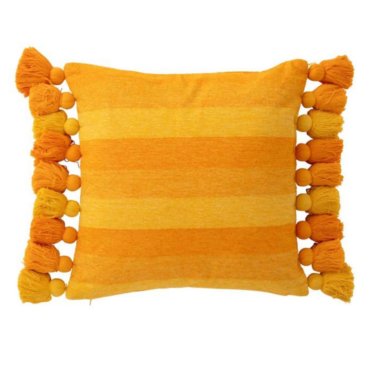 Paris Prix Coussin Déco à Pompons  Polly  50x50cm Orange