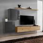 Voir la diapositive 1 : Paris Prix Meuble TV Mural Design  Switch V  250cm Gris & Naturel