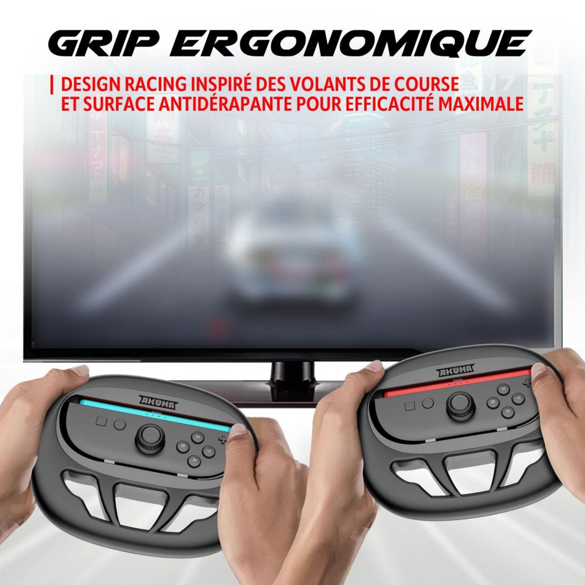 Voir la diapositive 5 : AKUMA Accessoire manette 2 volants racing switch2 noir