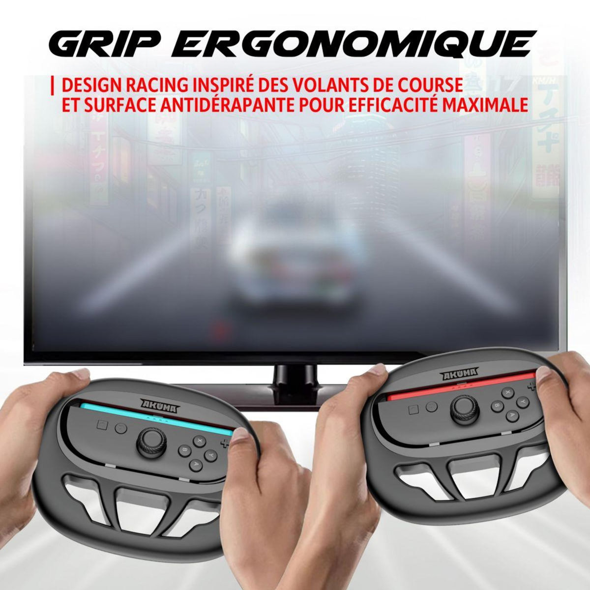 AKUMA Accessoire manette 2 VOLANTS RACING SWITCH2 NOIR