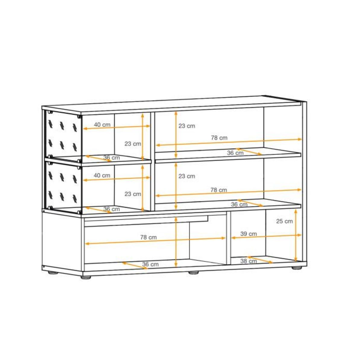 Paris Prix Buffet 3 Portes & 3 Niveaux  Silk  120cm Blanc & Marron
