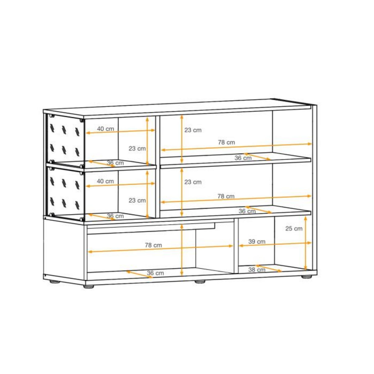 Paris Prix Buffet 3 Portes & 3 Niveaux  Silk  120cm Blanc & Marron
