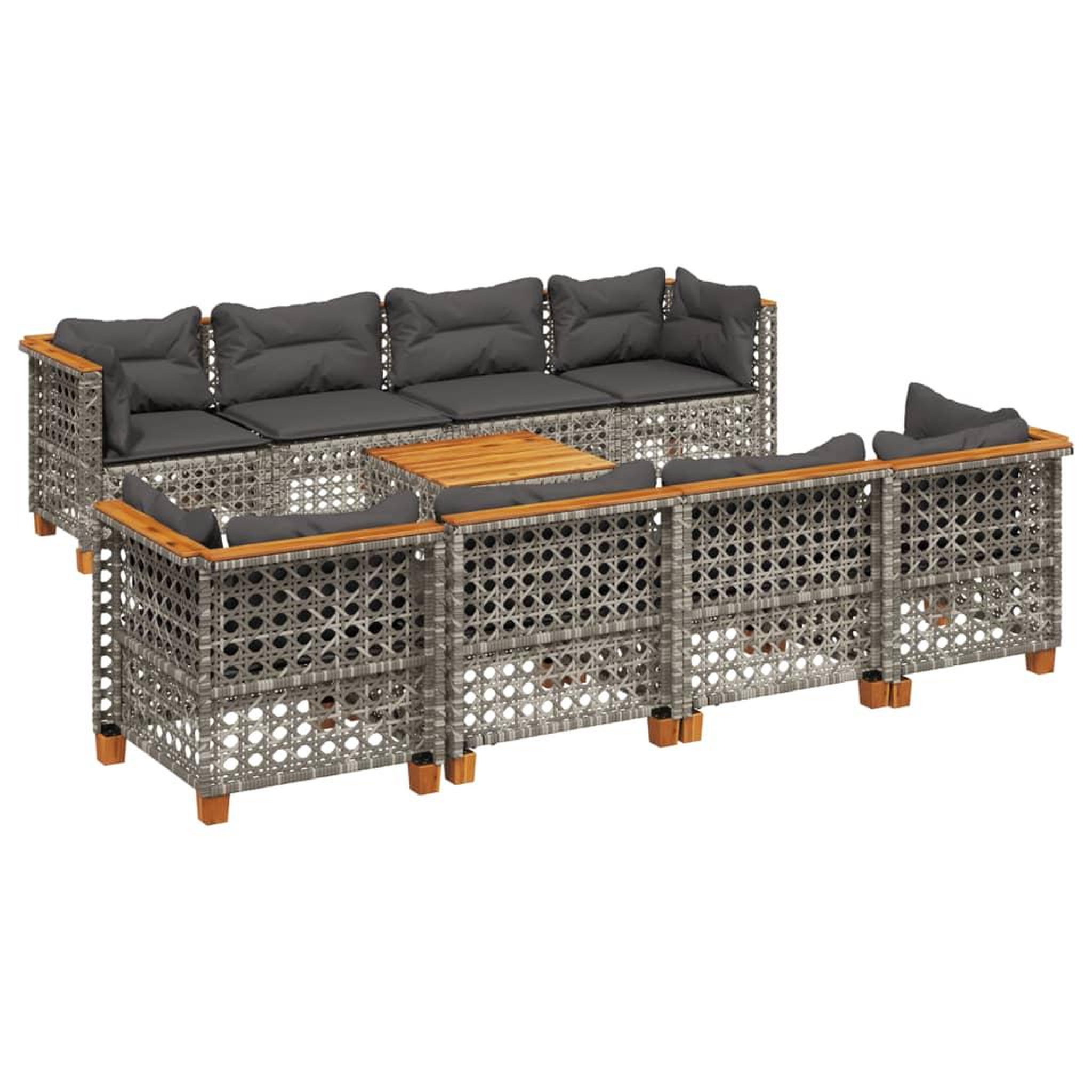 Voir la diapositive 2 : VIDAXL Salon de jardin 9 pcs avec coussins gris resine tressee