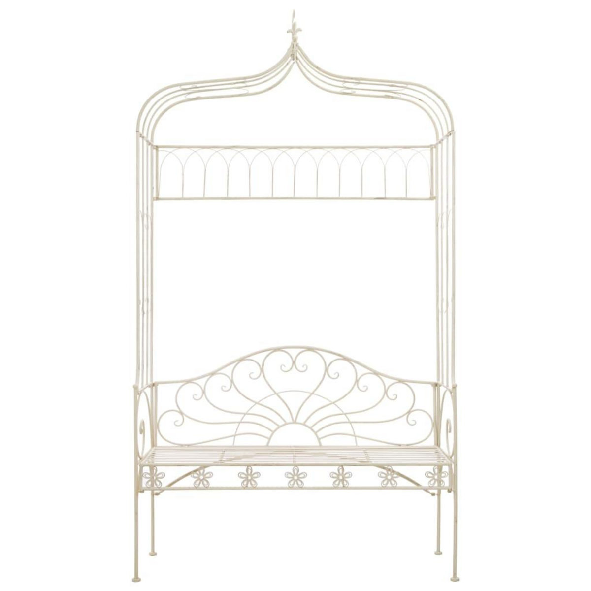 VIDAXL Banc de jardin 122 cm Fer Blanc antique