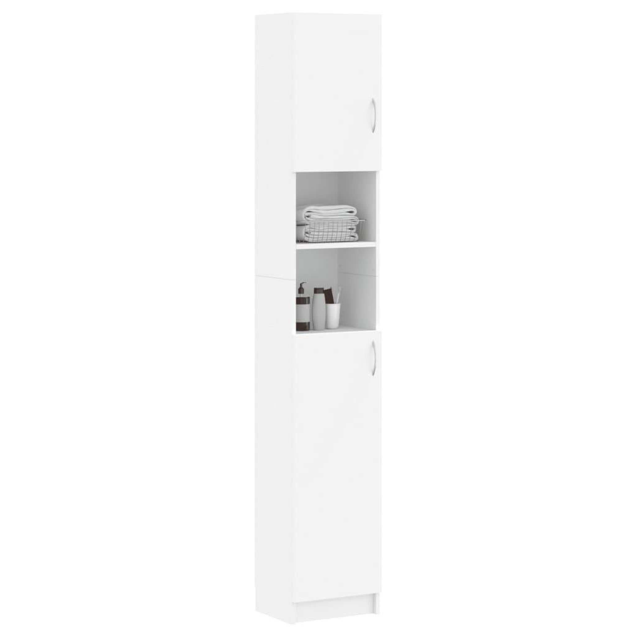Voir la diapositive 3 : VIDAXL Armoire de salle de bain Blanc 32x25,5x190 cm Bois d'ingenierie