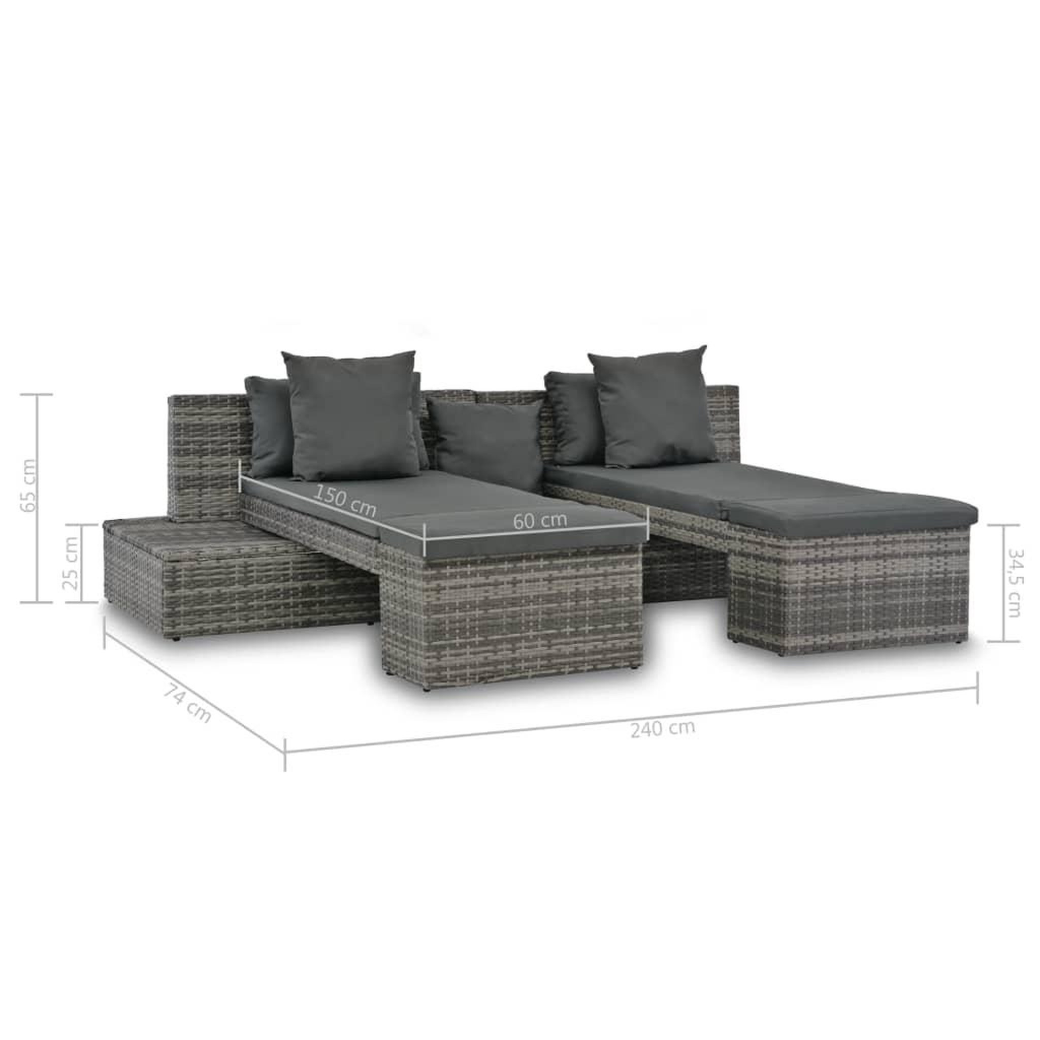 Voir la diapositive 6 : VIDAXL Salon de jardin 4 pcs avec coussins resine tressee gris