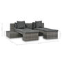 Voir la diapositive 6 : VIDAXL Salon de jardin 4 pcs avec coussins Resine tressee Gris