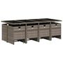 Voir la diapositive 3 : VIDAXL Ensemble a manger de jardin coussins 13 pcs gris resine tressee