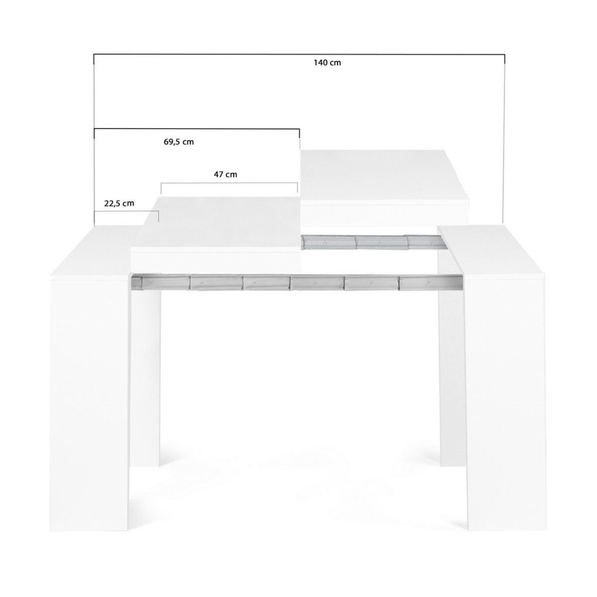 ID MARKET Table console extensible ORLANDO 6 personnes 140 cm bois blanc