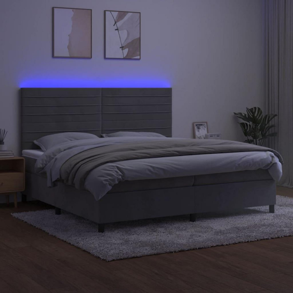 VIDAXL Sommier a lattes de lit avec matelas LED Gris clair 200x200 cm