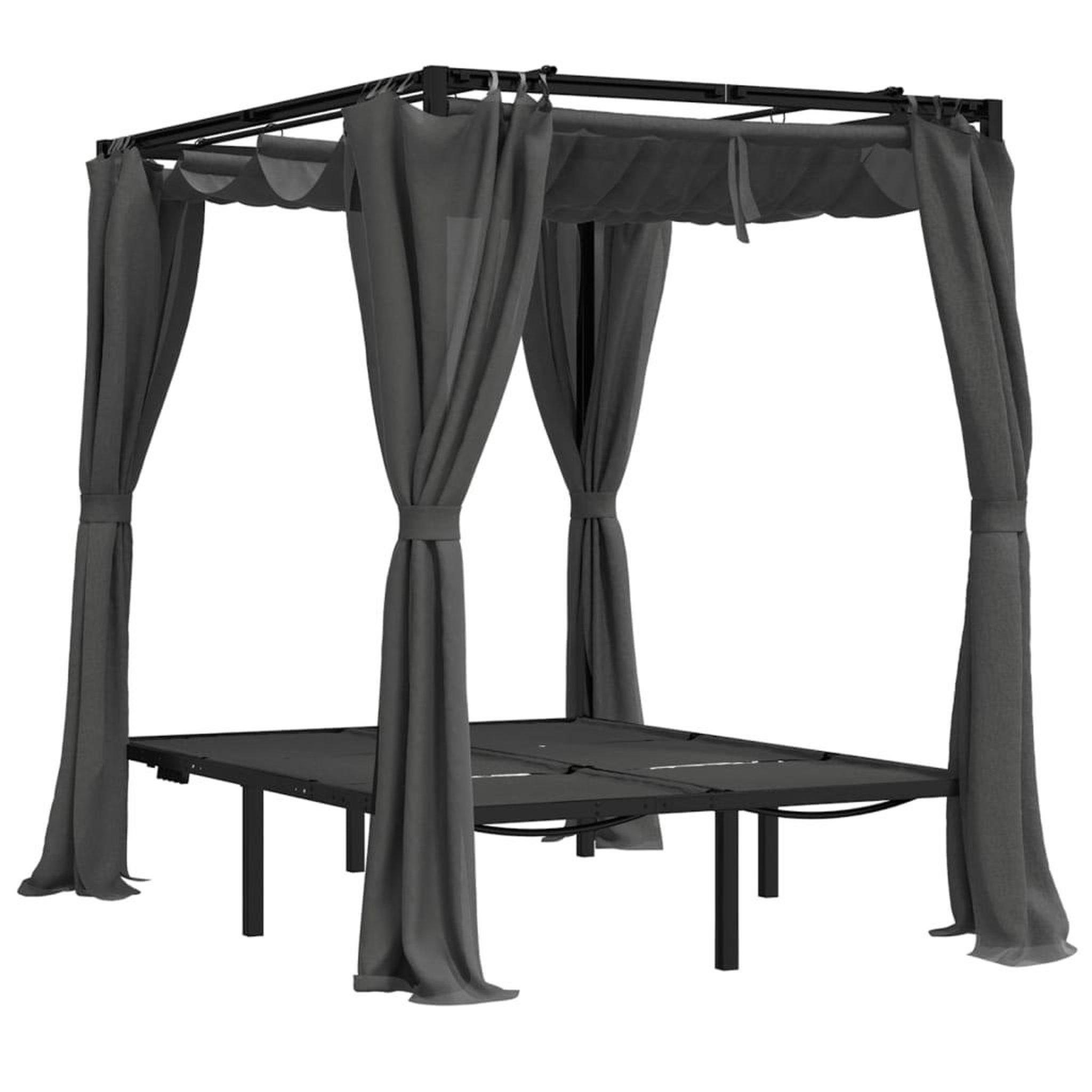 Voir la diapositive 3 : VIDAXL Chaise longue double avec rideaux lateraux et superieurs