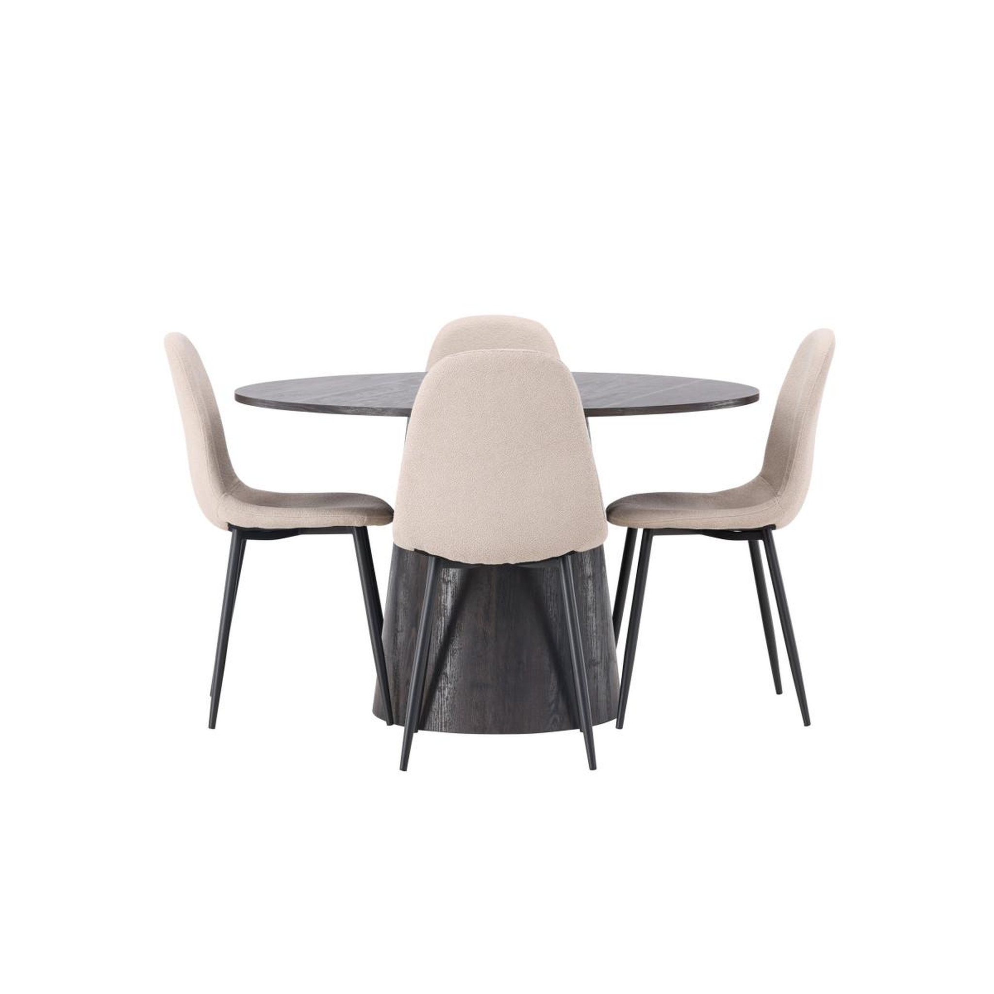 Voir la diapositive 2 : Paris Prix Ensemble table à manger & 4 chaises  lanzo & polar  120cm beige & moka