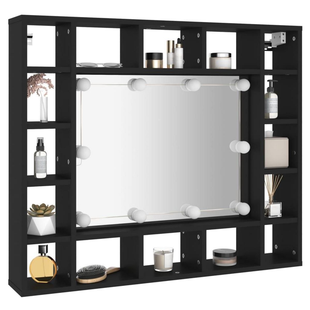 VIDAXL Armoire a miroir a LED noir 91x15x76,5 cm