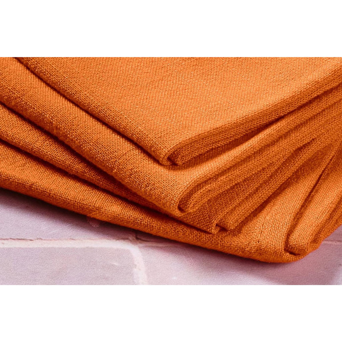 BJORN Serviette de table - 6 pièces - Lin et coton orange