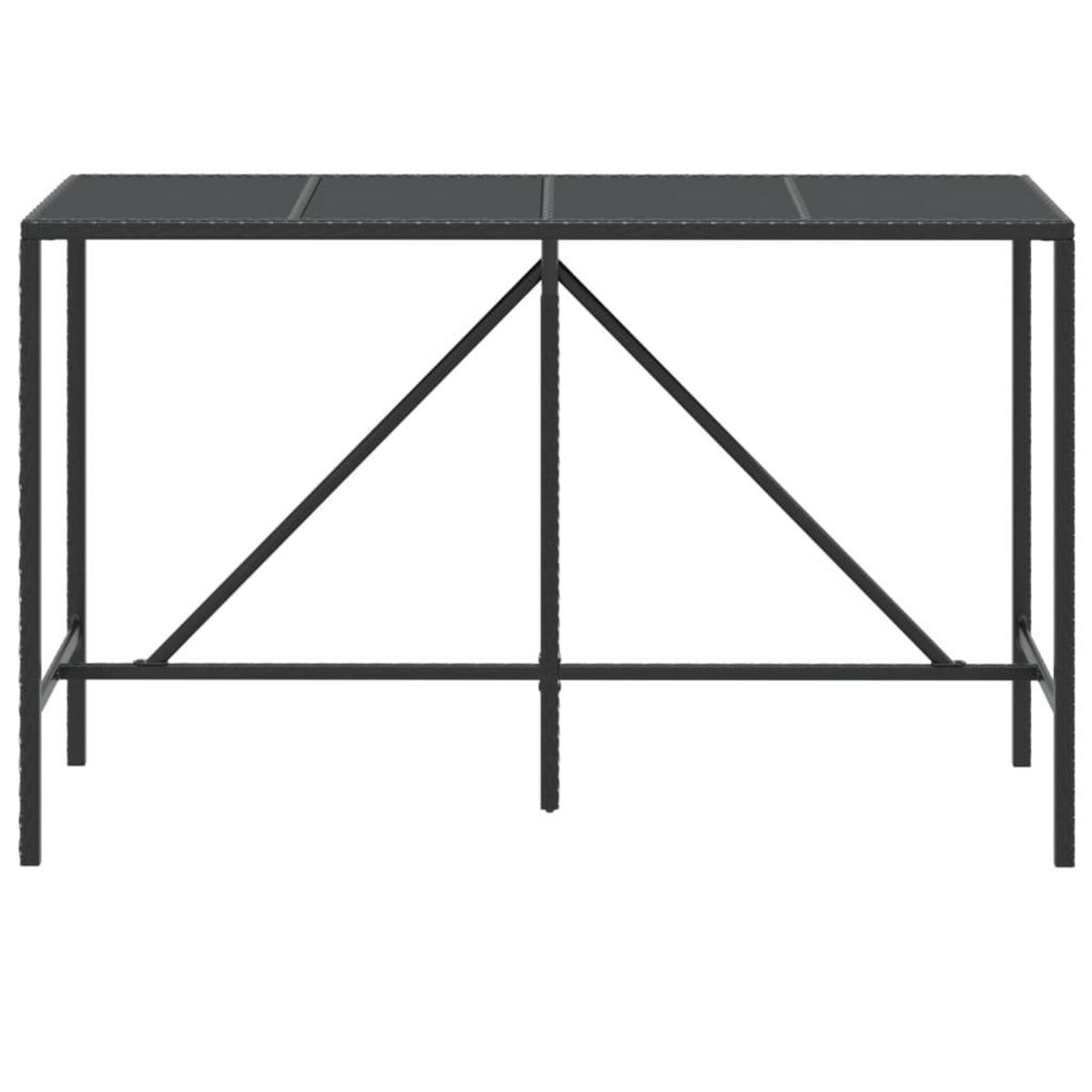 VIDAXL Table de bar et dessus en verre noir 180x70x110 cm poly rotin