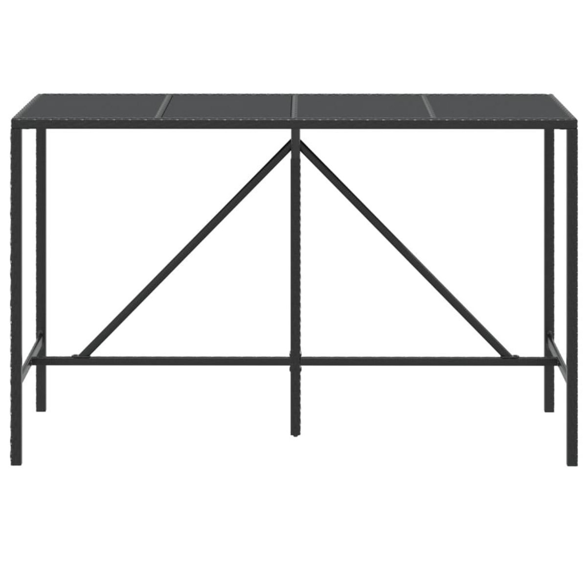 VIDAXL Table de bar et dessus en verre noir 180x70x110 cm poly rotin