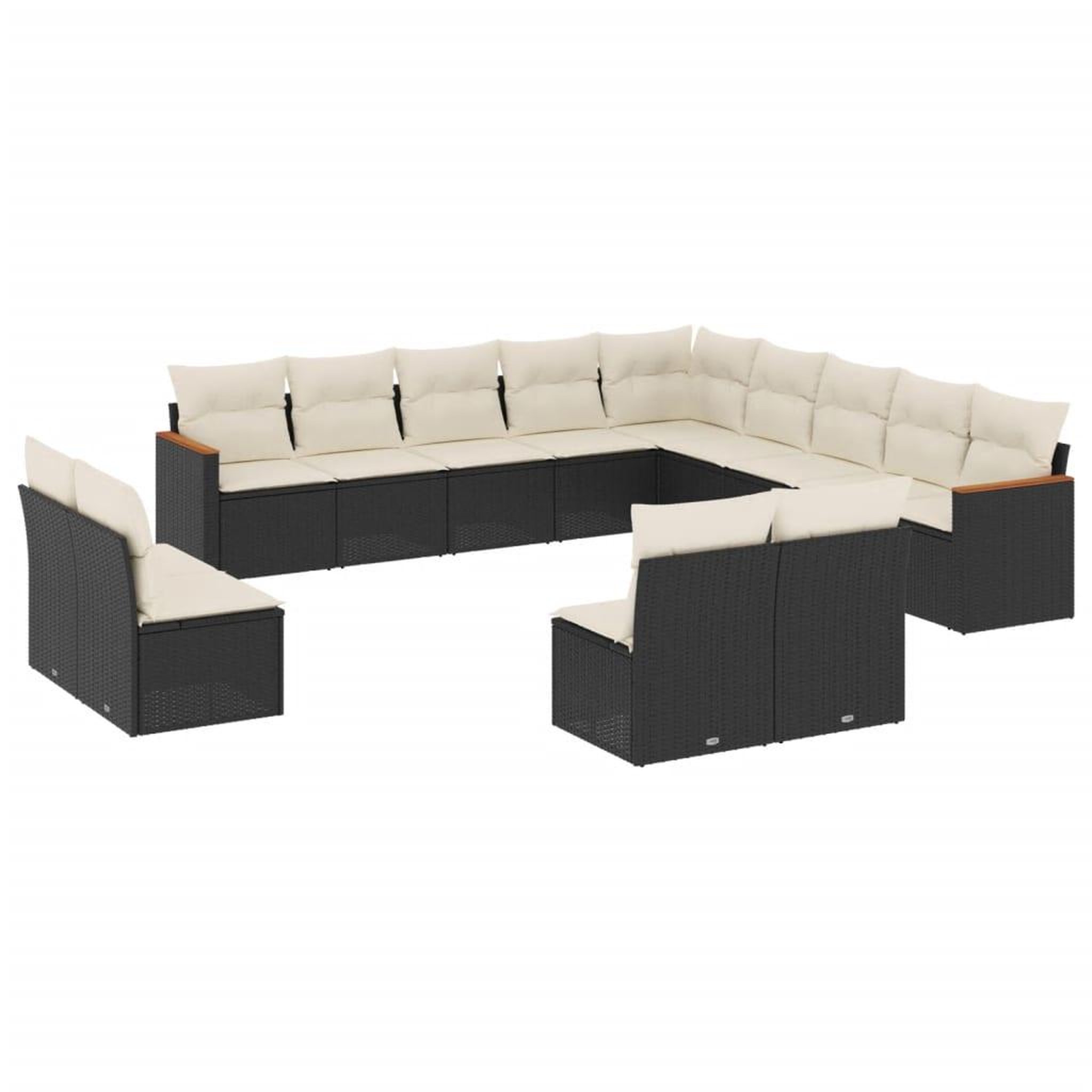 Voir la diapositive 2 : VIDAXL Salon de jardin avec coussins 13 pcs noir resine tressee