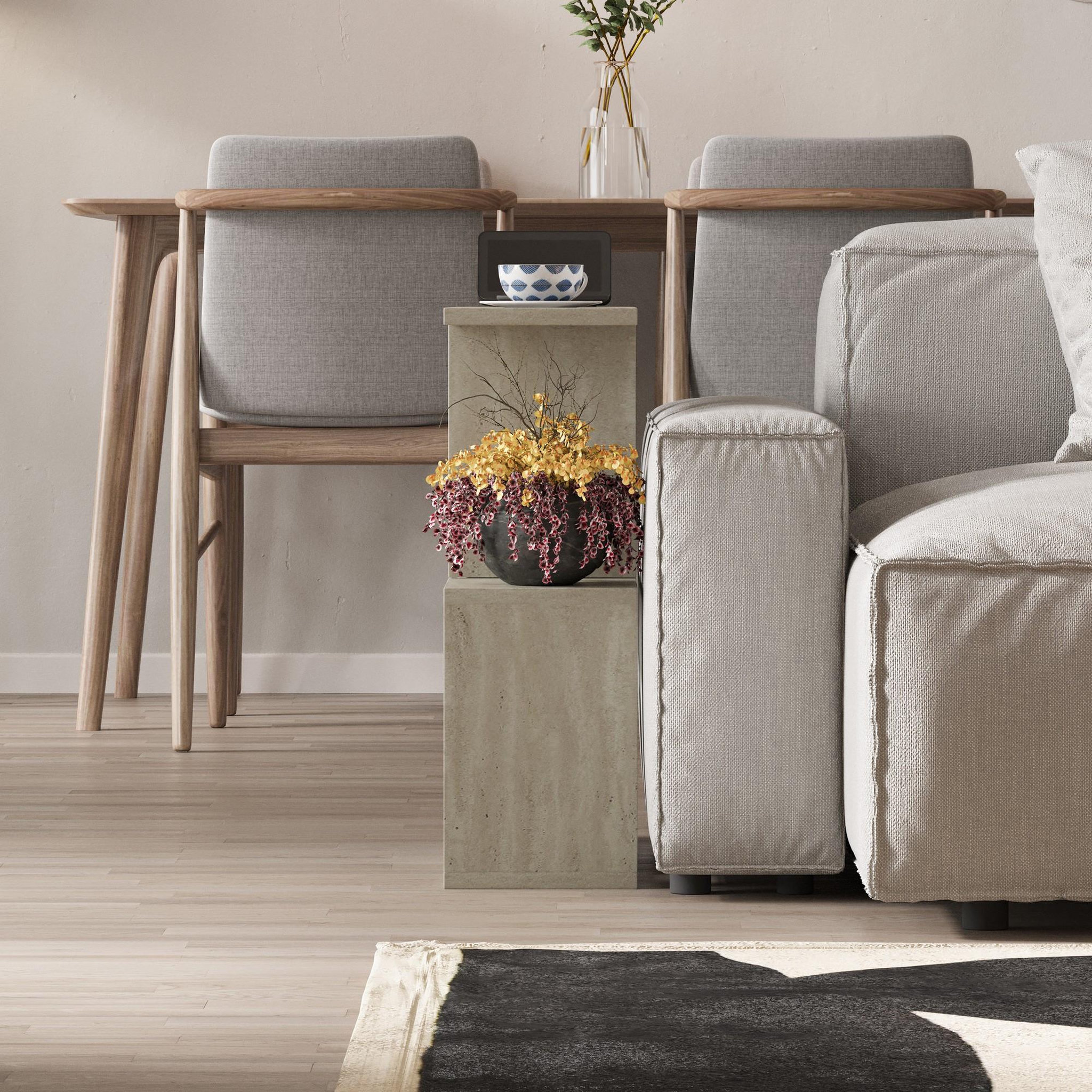 Voir la diapositive 3 : Habitat et Jardin Table basse en bois  homemania  - 60 x 60 x 20 cm - beige