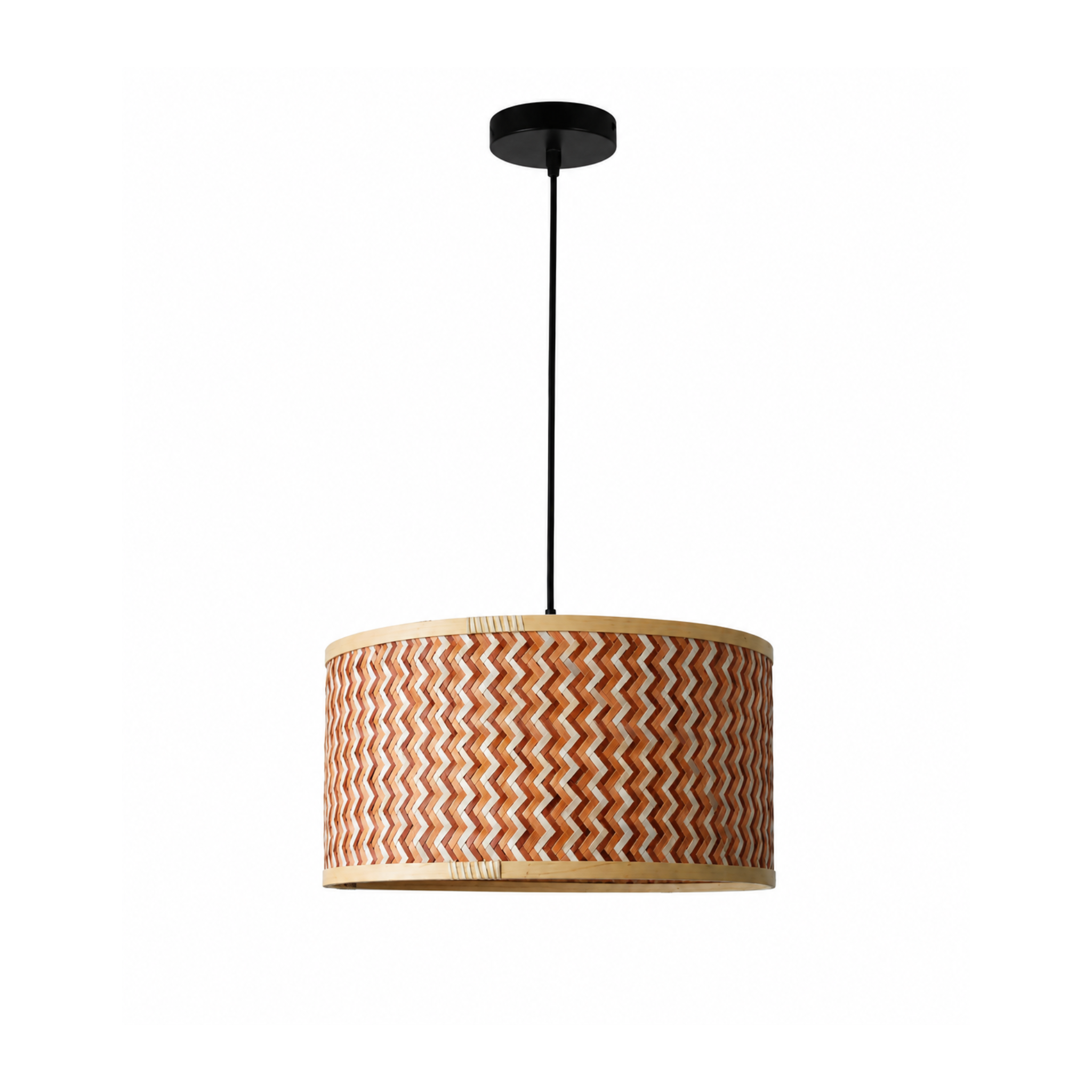 MAISON PAVANE Suspension en bambou tressé crème et marron 50 cm-phil