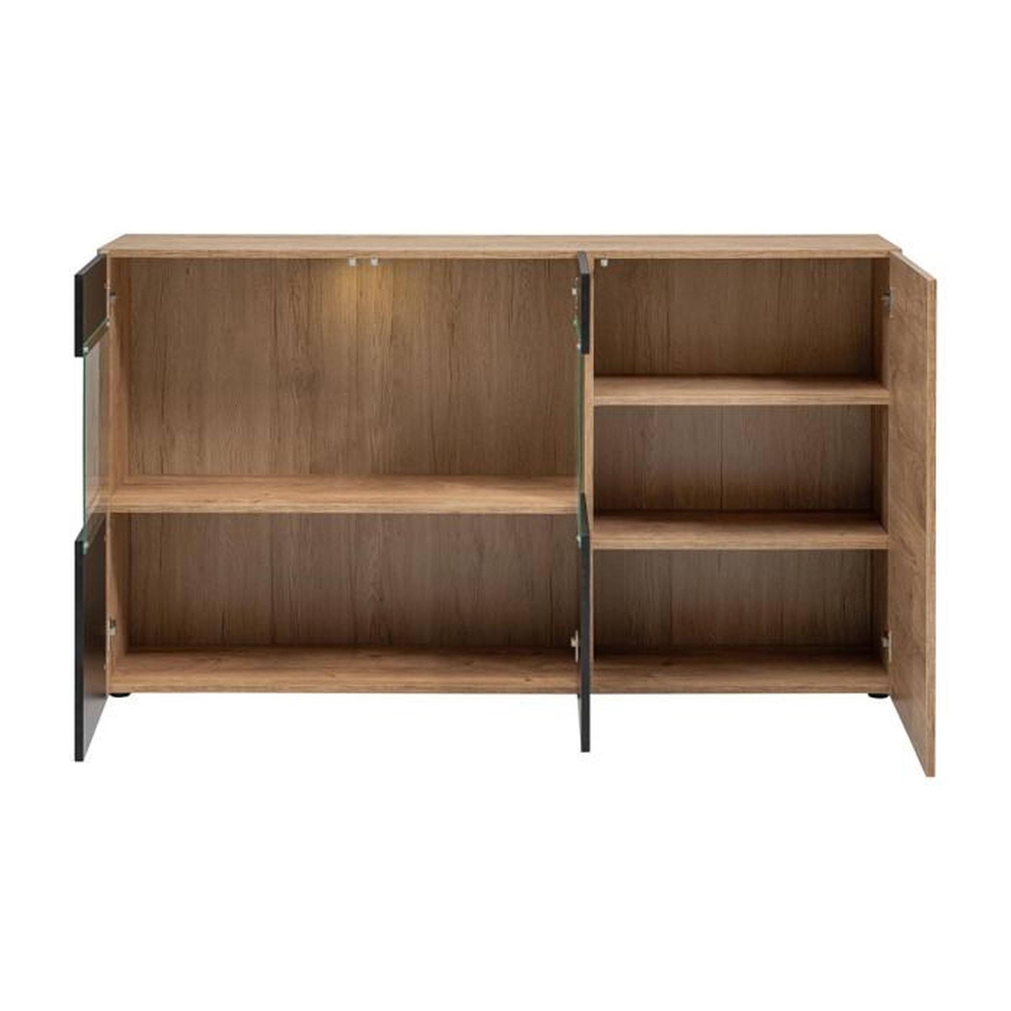 Voir la diapositive 2 : Paris Prix Buffet Rainuré  Aron  160cm Naturel & Noir