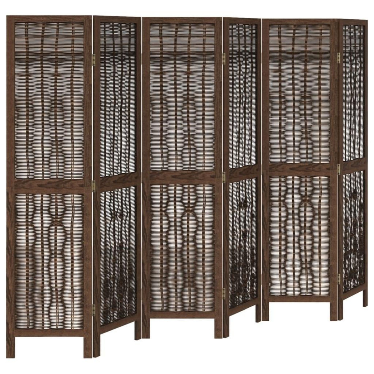 VIDAXL Cloison de separation 6 panneaux marron fonce paulownia massif