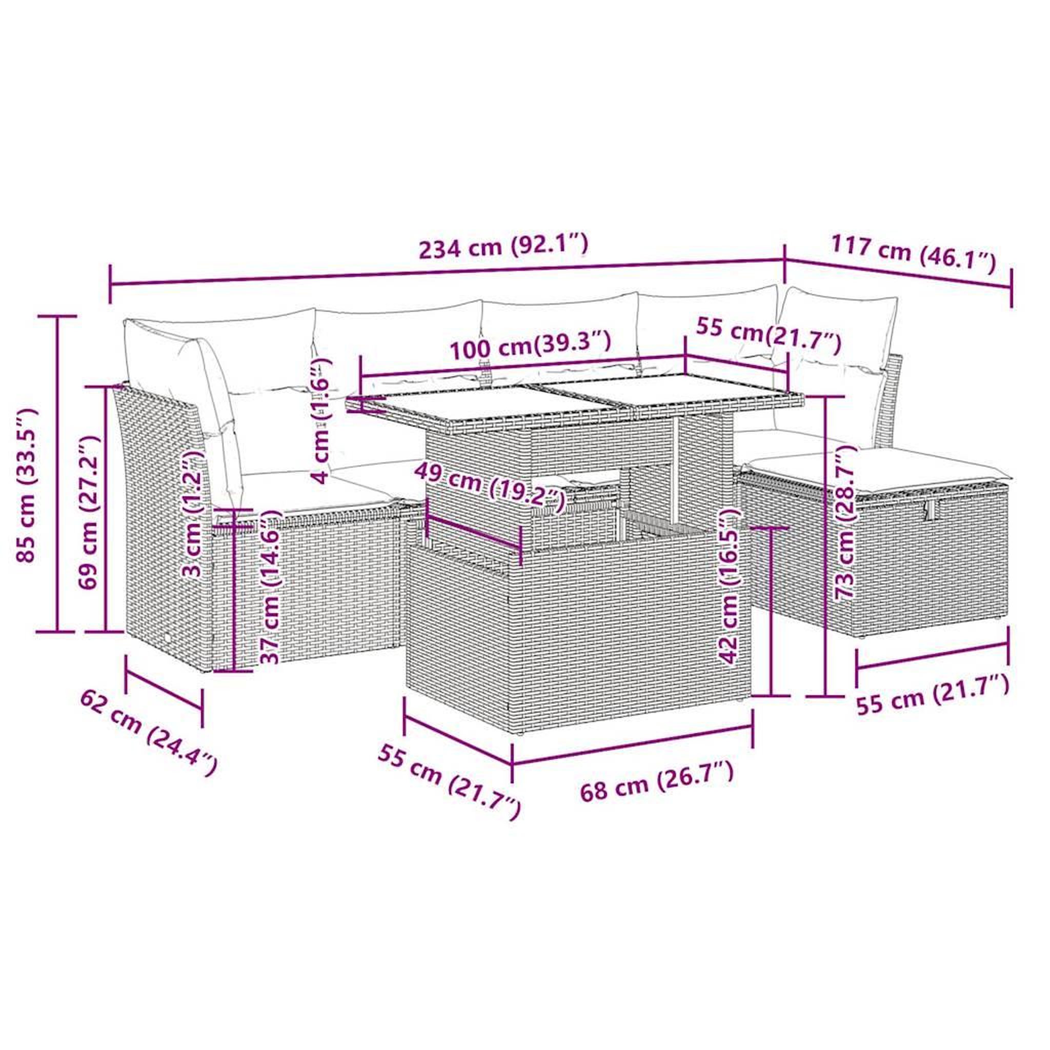 Voir la diapositive 6 : VIDAXL Salon de jardin avec coussins 6 pcs beige resine tressee