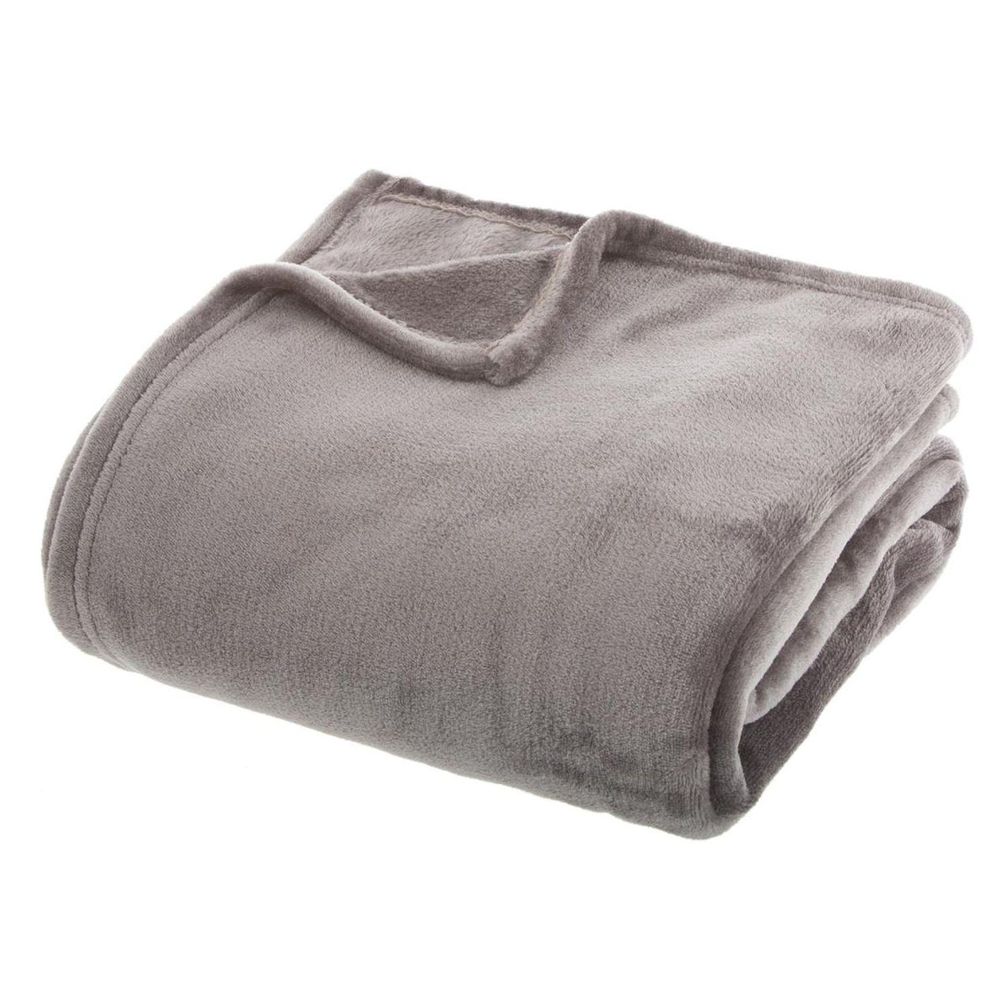 ATMOSPHERA Grand plaid en flanelle uni - 230x180 - gris