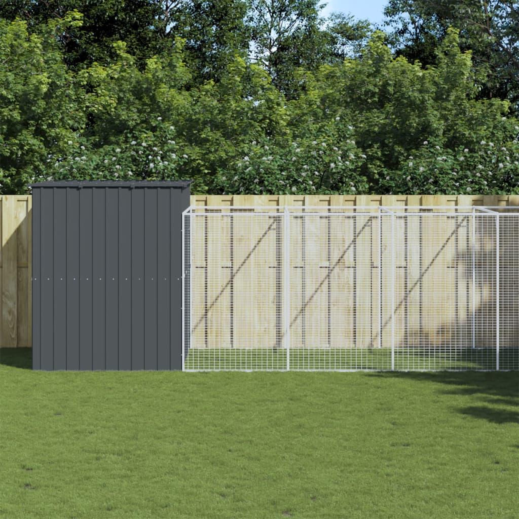 VIDAXL Niche pour chien avec cour anthracite 214x1069x181 cm