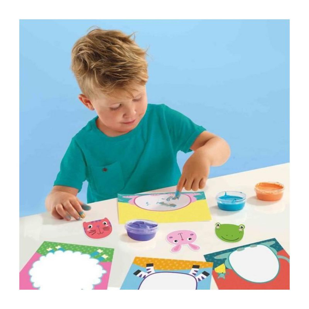 SES Creative My first - Peinture au doigt - Animaux - SES CREATIVE - Peins 8 cartes d'animaux joyeux.