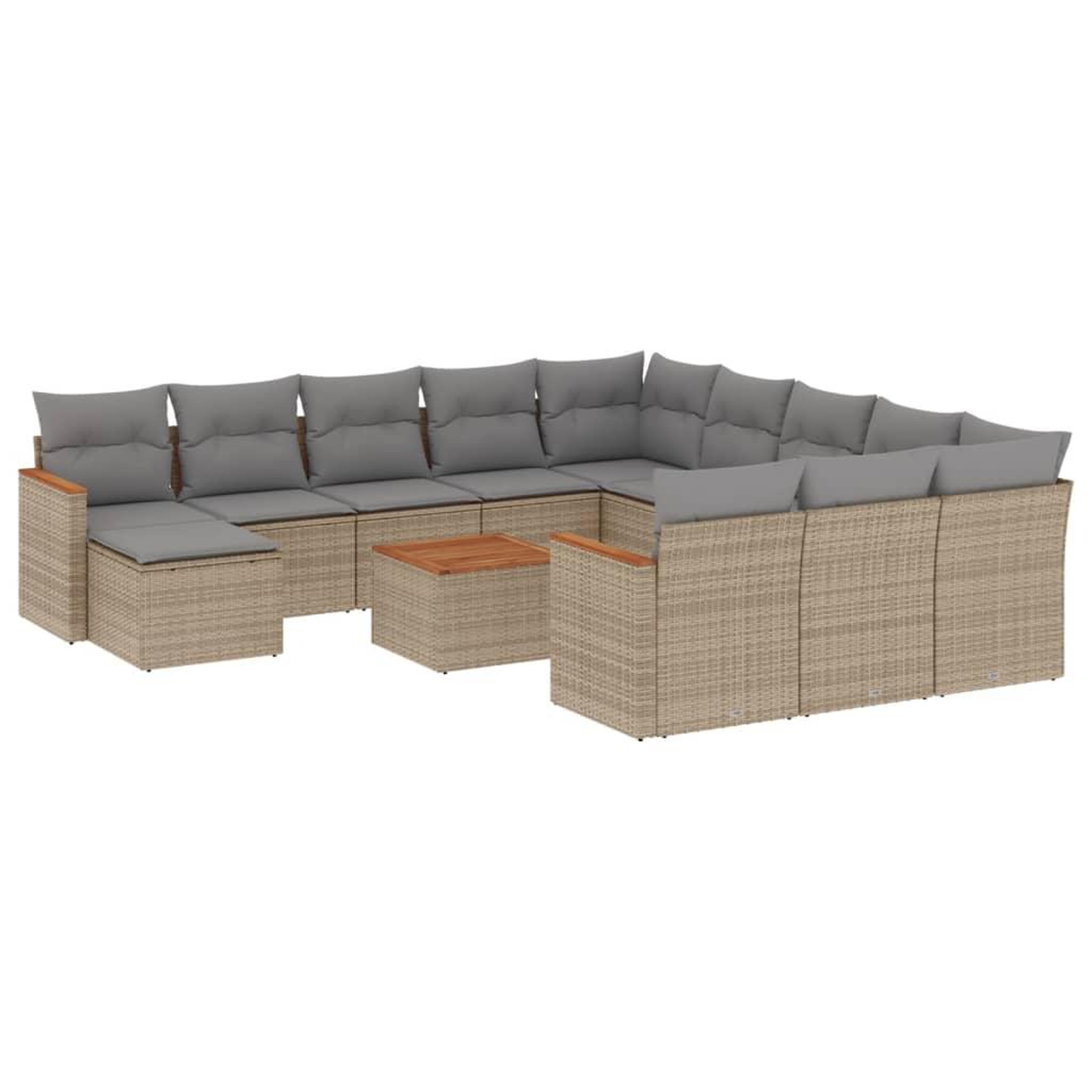 Voir la diapositive 2 : VIDAXL Salon de jardin et coussins 13 pcs melange beige resine tressee