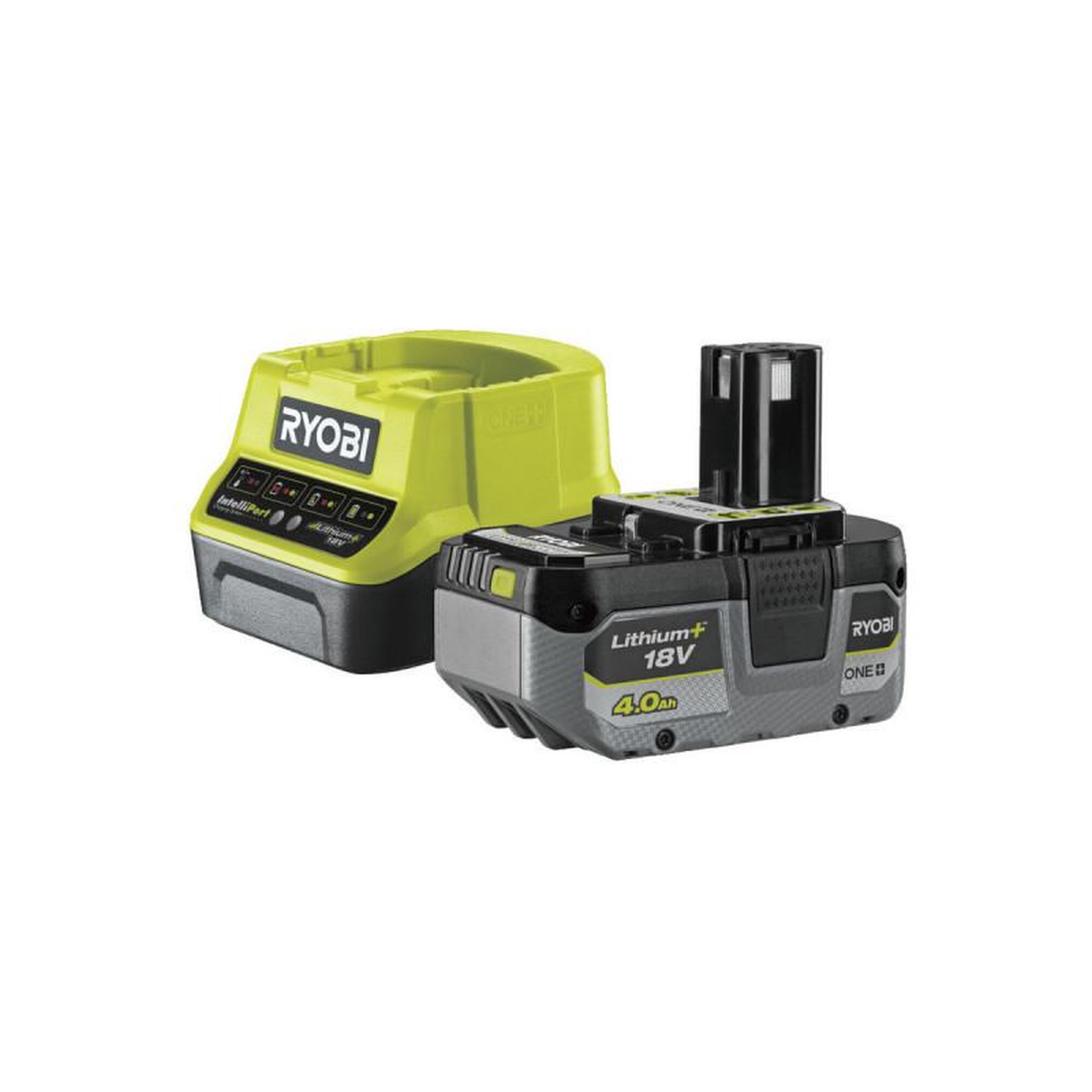 Ryobi Pack batterie 4,0Ah RYOBI 18V One+ LithiumPlus et chargeur rapide 2.0Ah RC18120B-140X
