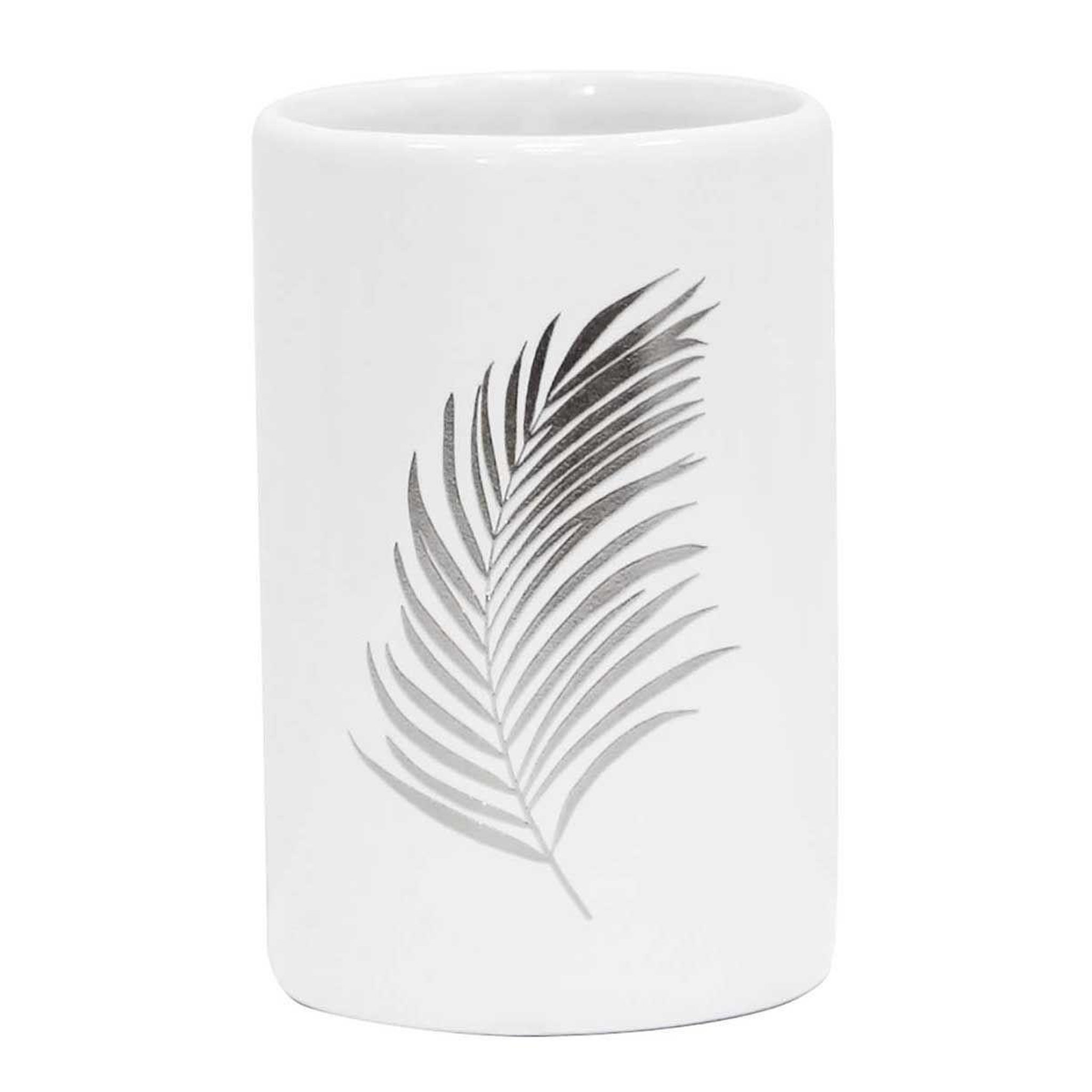 Douceur d'Intérieur Gobelet salle de bain imprimé  orbella  11cm blanc & argent