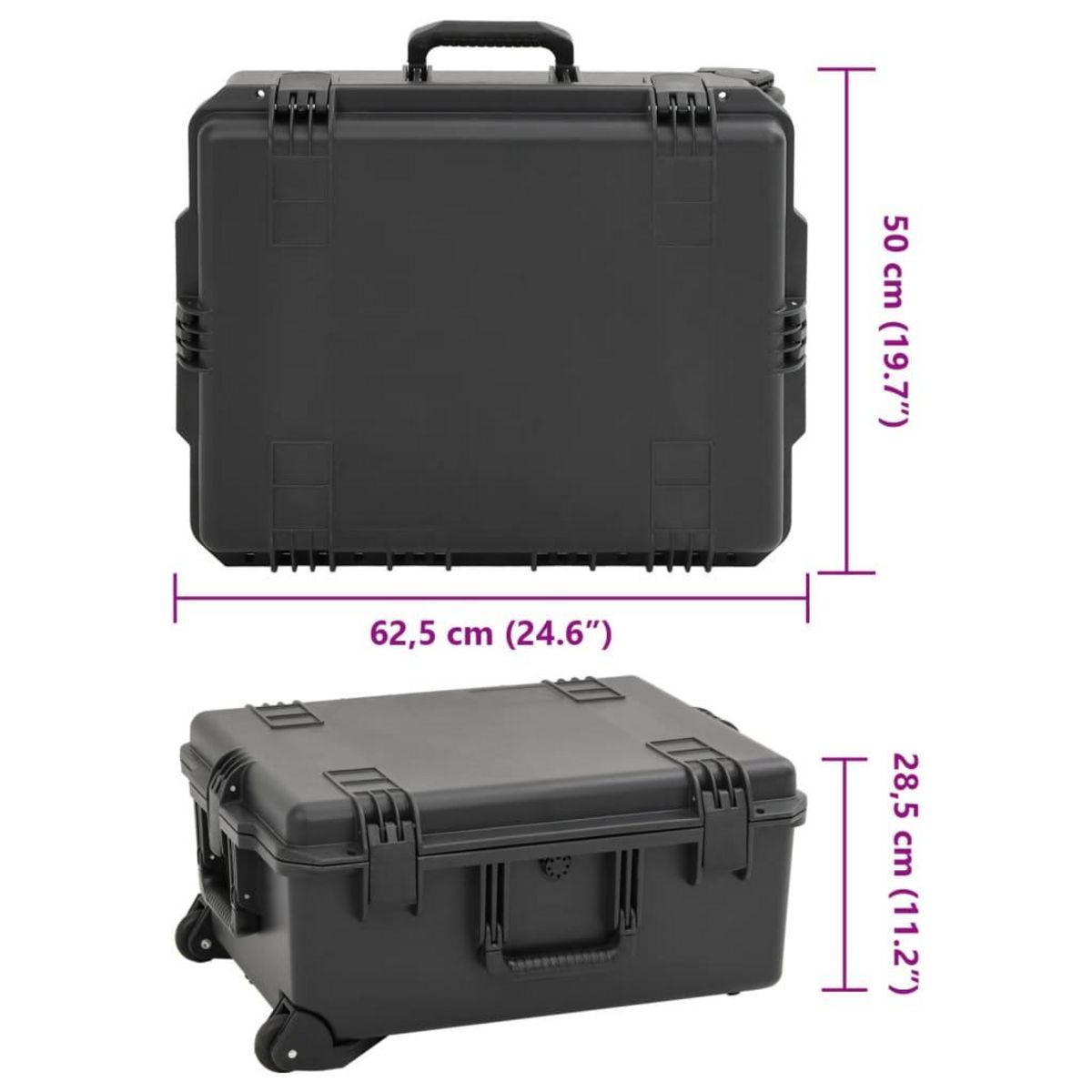 VIDAXL Valise de vol portable Noir 62,5x50x28,5 cm PP
