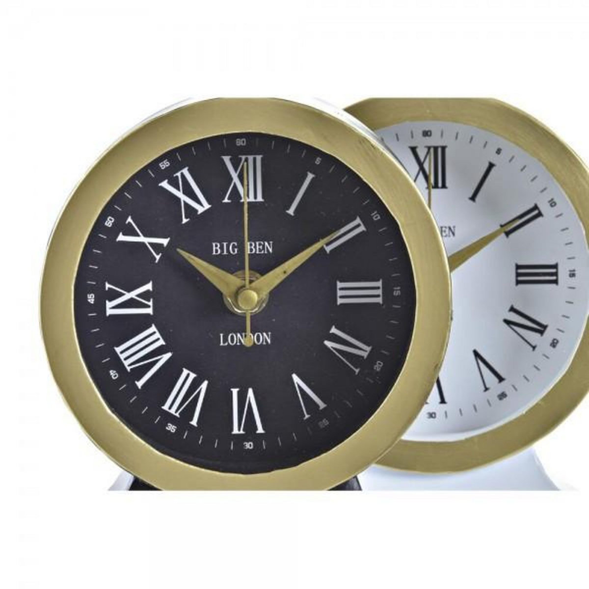 AAAAA Horloge de table DKD Home Decor Blanc Noir Verre Fer 12 x 6 x 13 cm (2 Unités)
