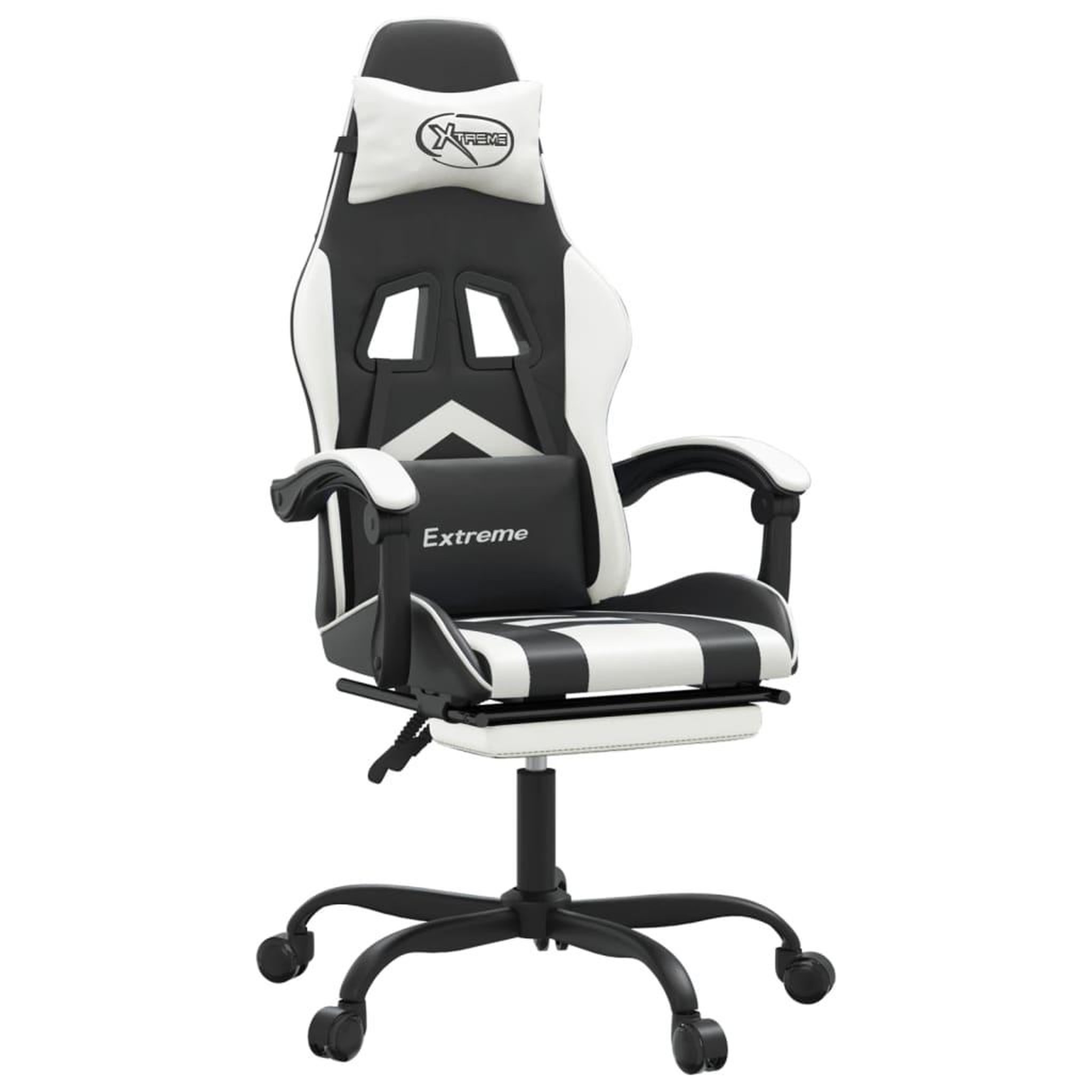 Voir la diapositive 2 : VIDAXL Chaise de jeu pivotante et repose-pied Noir et blanc Similicuir