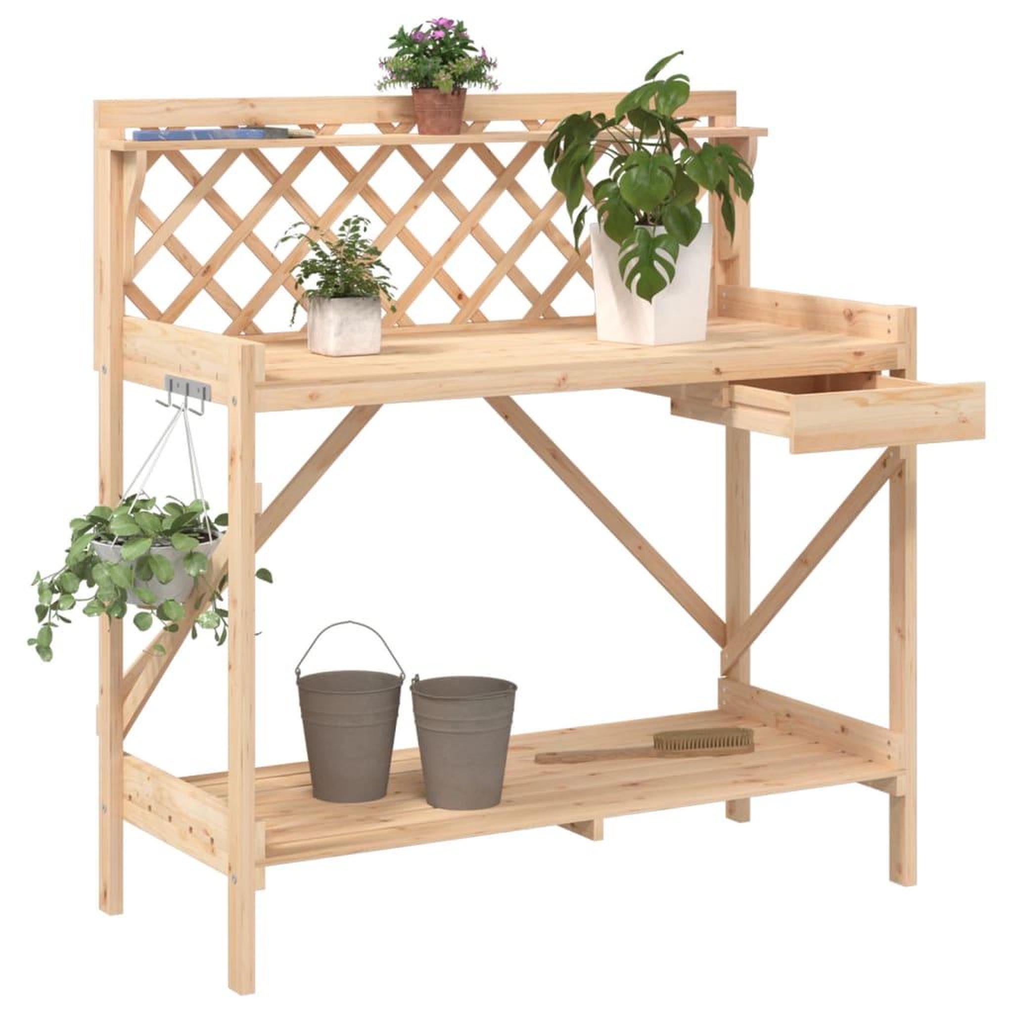 VIDAXL Banc de rempotage avec treillis bois massif de sapin