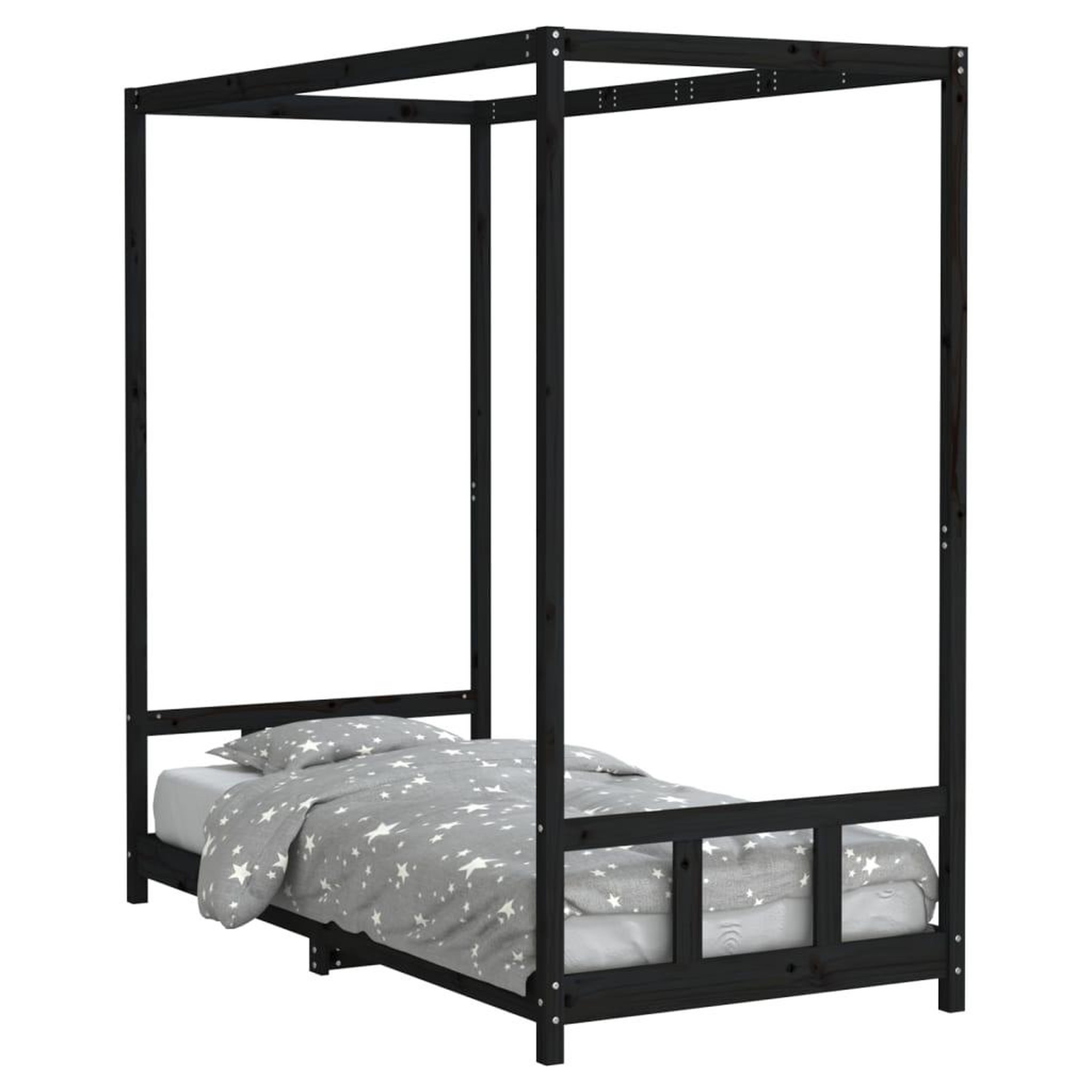 Voir la diapositive 2 : VIDAXL Cadre de lit pour enfants noir 90x190 cm bois de pin massif