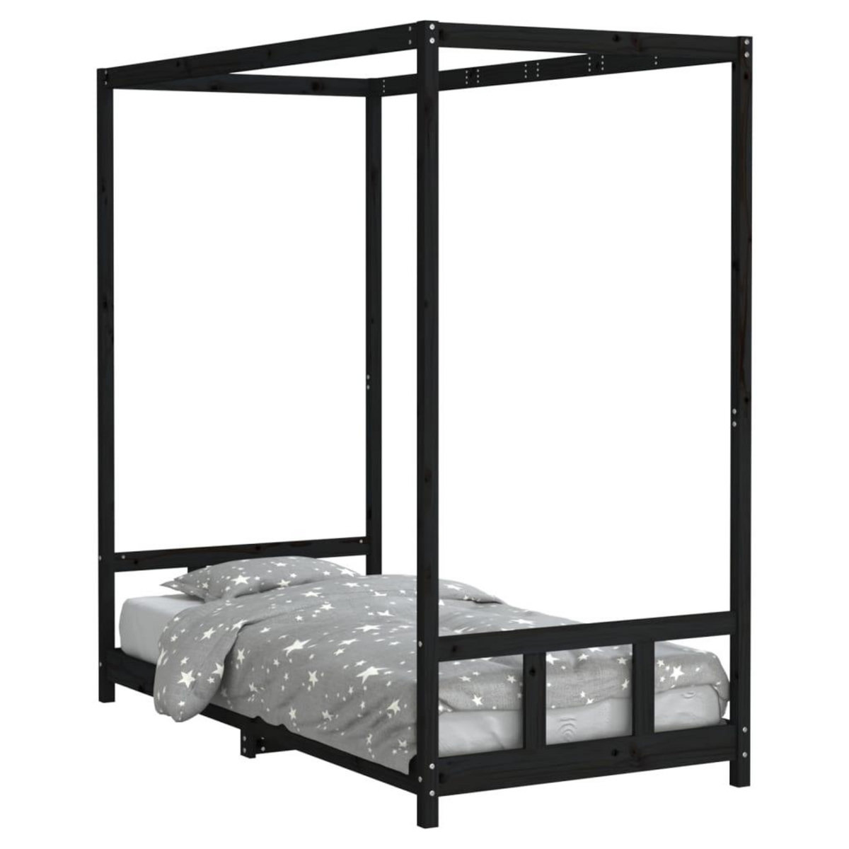 VIDAXL Cadre de lit pour enfants noir 90x190 cm bois de pin massif
