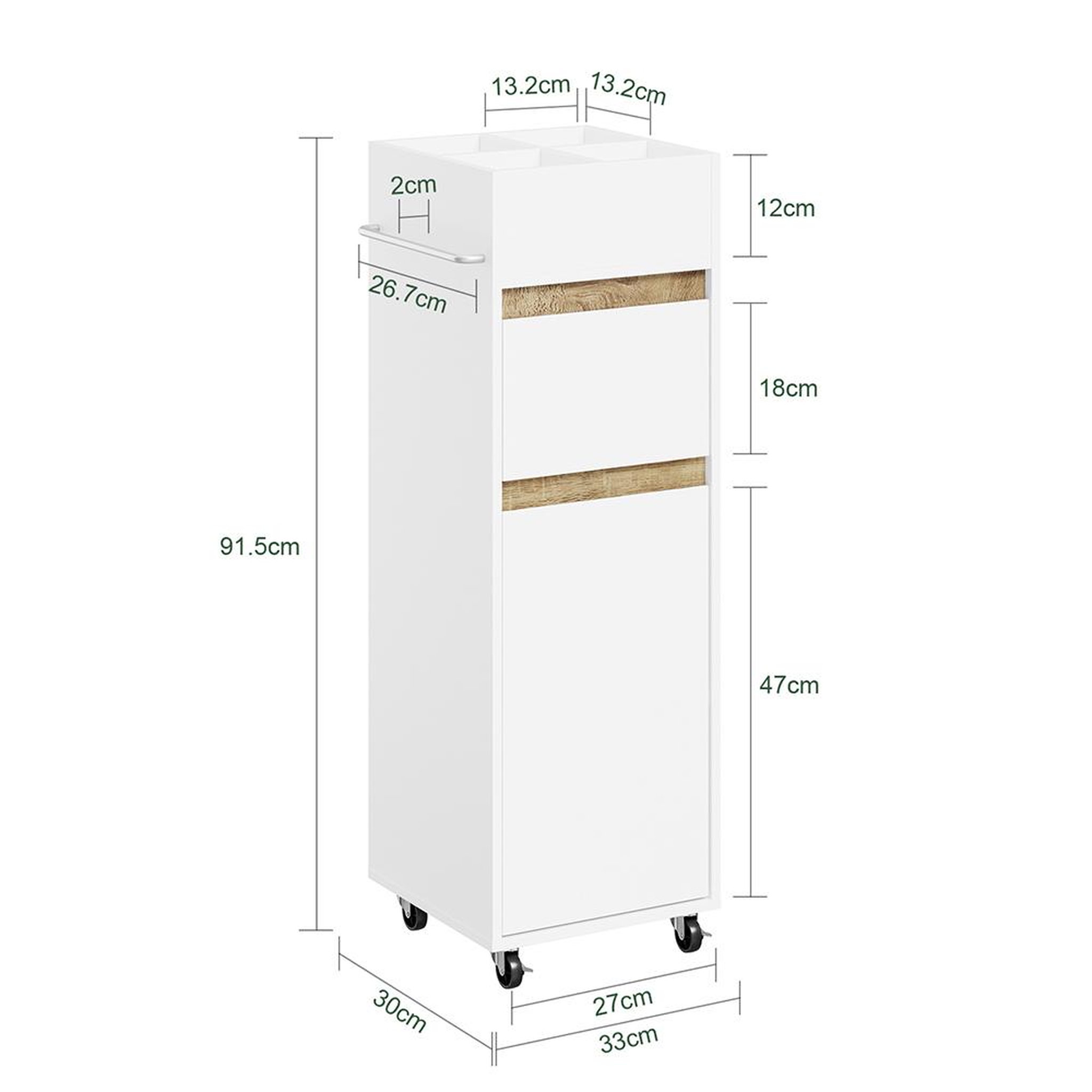 Voir la diapositive 3 : SOBUY Meuble de rangement étroit blanc avec tiroir et porte 33x30x91,5 cm BZR225-WN