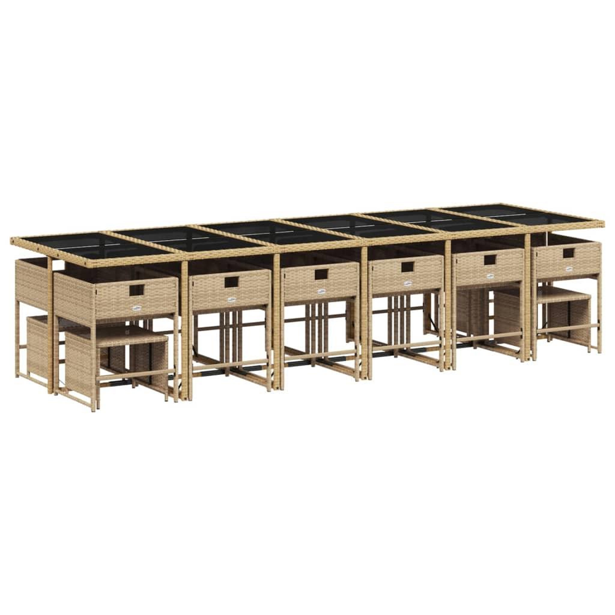 Voir la diapositive 5 : VIDAXL Ensemble a manger de jardin et coussins 17 pcs beige