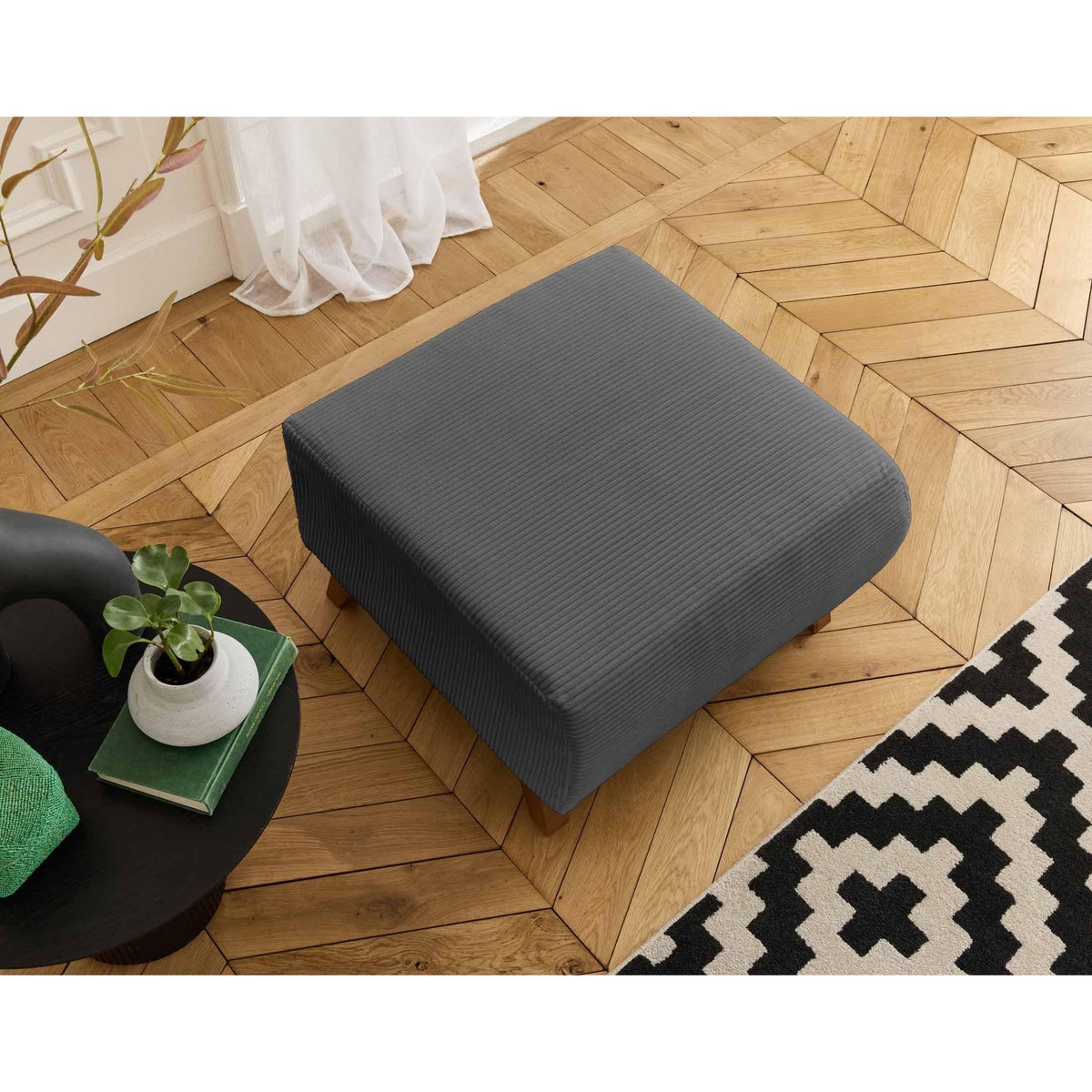 BEST MOBILIER Cristal - pouf modulable - 65 cm - en velours côtelé