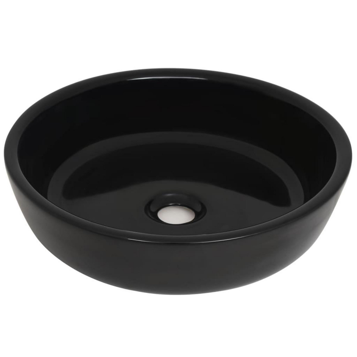 VIDAXL Lavabo rond ceramique noir 42x12 cm