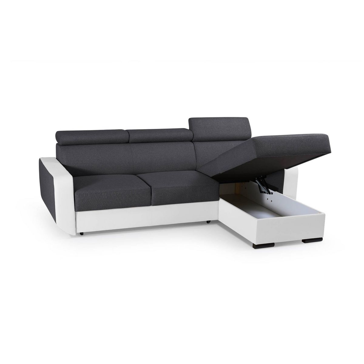 LISA DESIGN Dustin - canapé d'angle réversible - 4 places - convertible avec coffre - têtières réglables