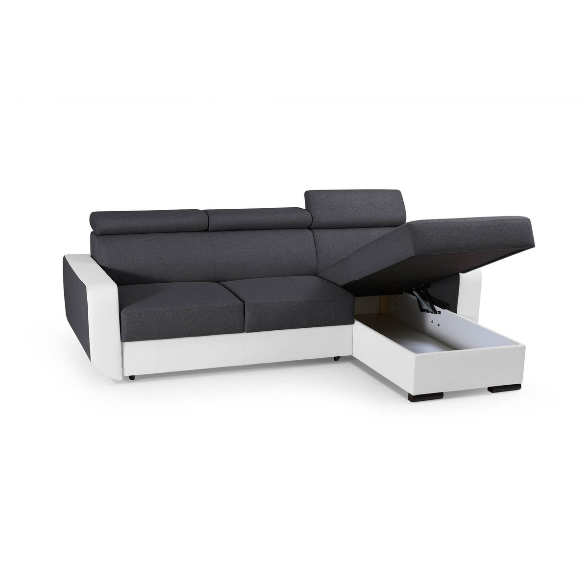 LISA DESIGN Dustin - canapé d'angle réversible - 4 places - convertible avec coffre - têtières réglables