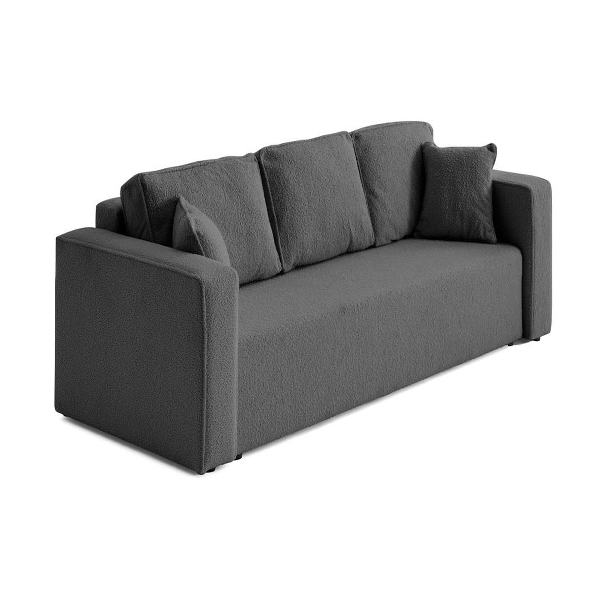 Voir la diapositive 5 : BEST MOBILIER Topaze - canapé 3 places - convertible avec coffre - en tissu bouclette
