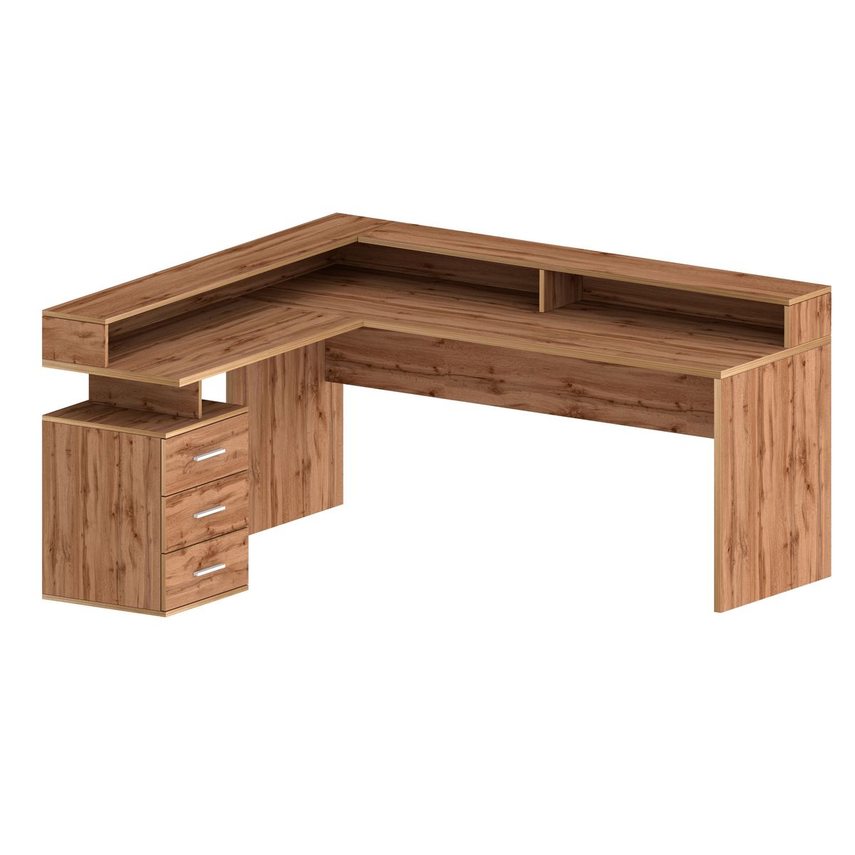 Bureau d'angle avec rehaussement 3 tiroirs L180 cm VASTO