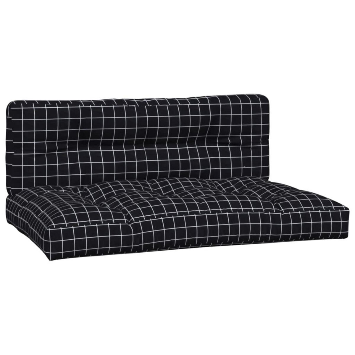 VIDAXL Coussins de palette lot de 2 motif a carreaux noir tissu