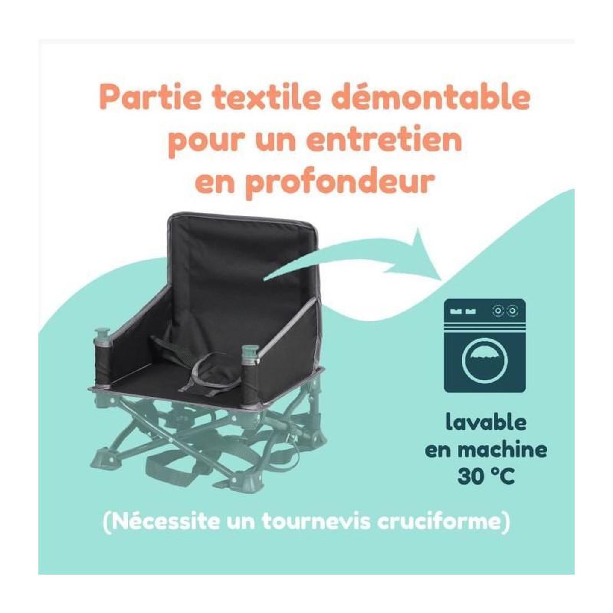 Voir la diapositive 6 : BAMBISOL BAMBISOL - Rehausseur Bébé Nomade Evolutif en Chaise Enfant - Tablette Amovible, Pliage Rapide et Compact, Sac de Transport