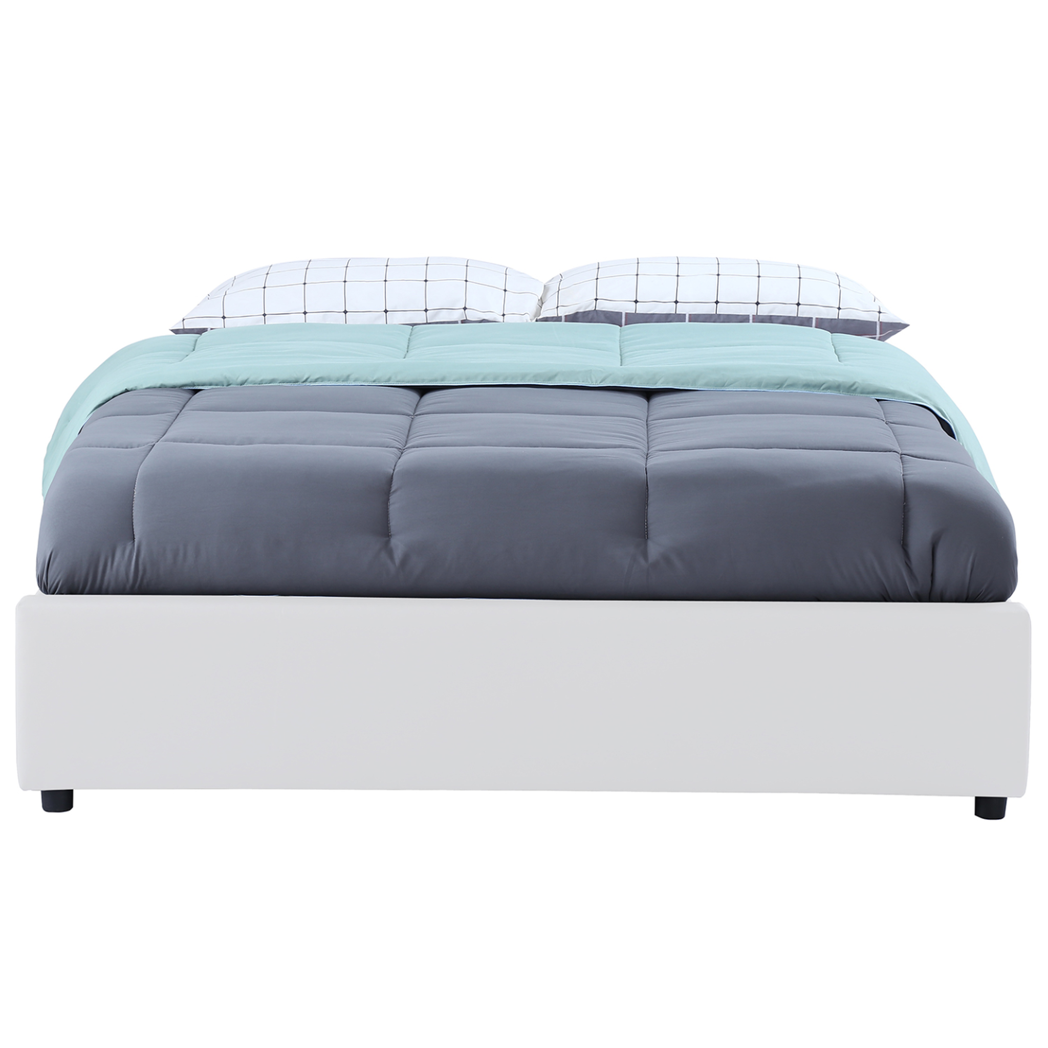 Voir la diapositive 3 : ID MARKET Lit coffre double miami avec sommier 140 x 190 cm pvc blanc